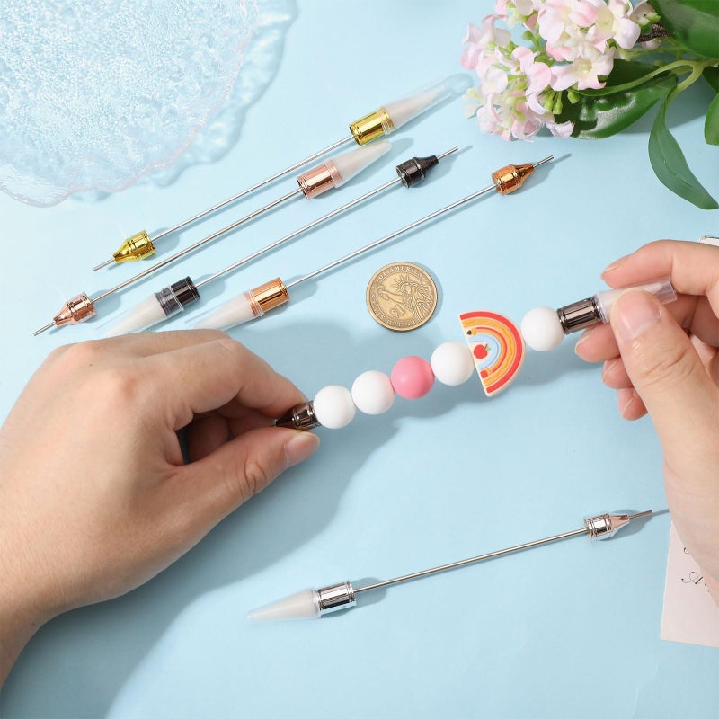 beinkmake 6Pcs Beadable Rhinestone Picker Dotting Pen Rhinestone Adding Dual-ended Beadable Handle DIY Nail Art Decoration Tool for Pick Up and Place Gems Crystals - Image 3